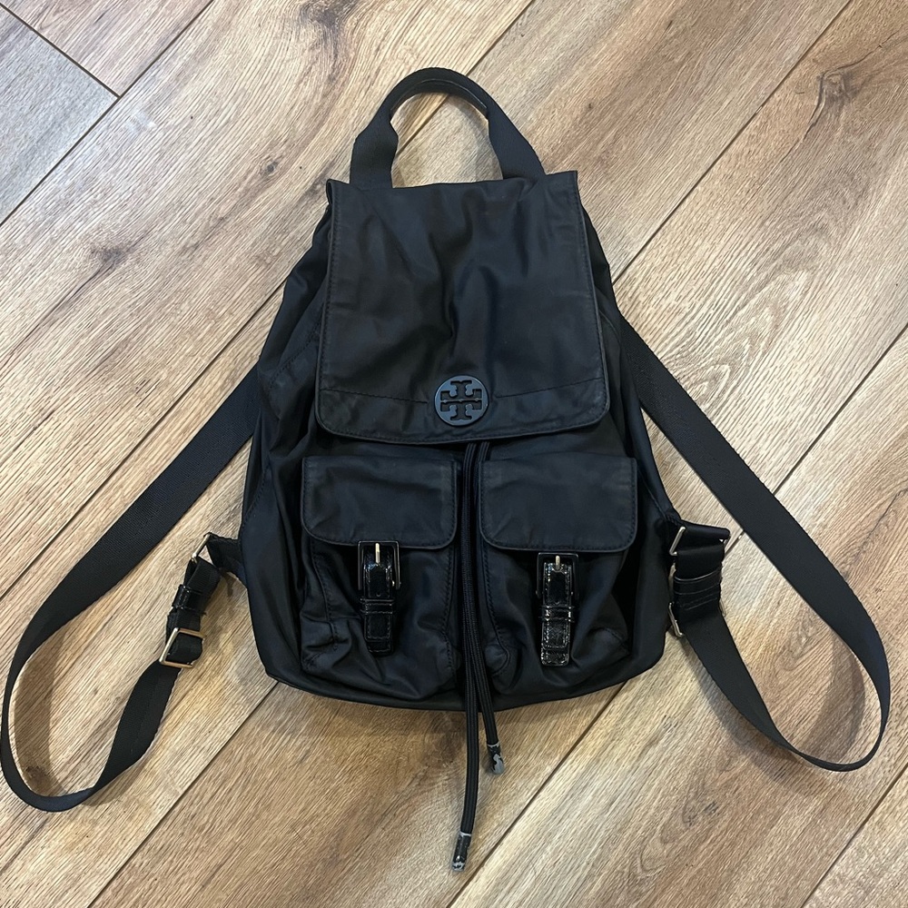 Tory Burch black nylon backpack